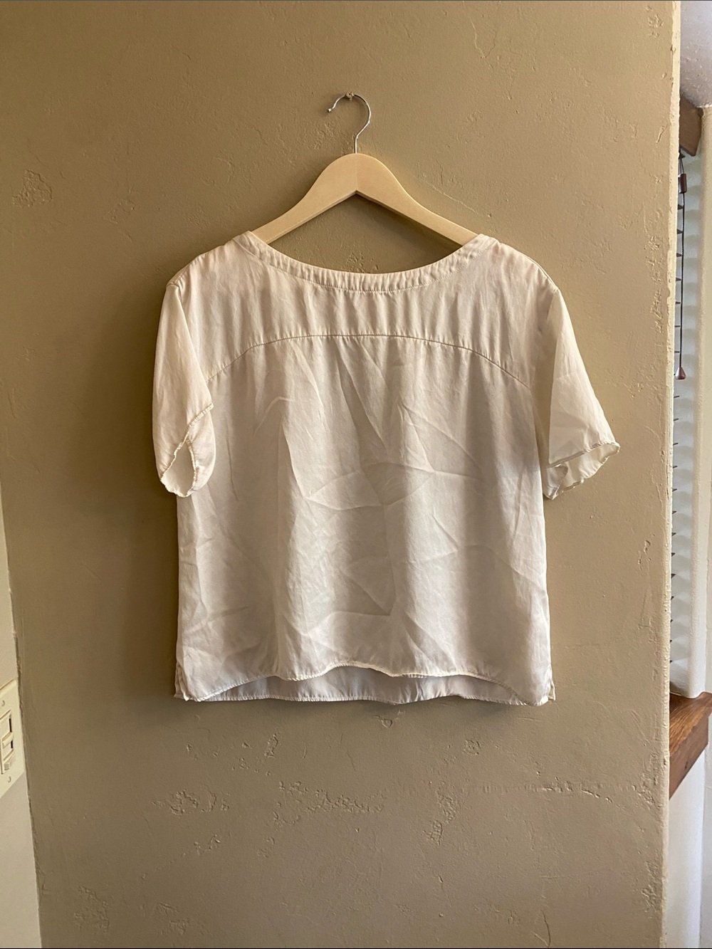 Anthropologie Soft Cream Short-Sleeve Blouse